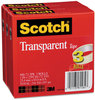 A Picture of product MMM-600723 Scotch® Transparent Tape 3" Core, 1" x 72 yds, 3/Pack