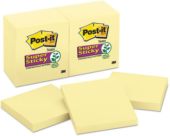 Post-it® Notes Super Sticky Pads in Canary Yellow 3" x 90 Sheets/Pad, 12 Pads/Pack