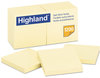 A Picture of product MMM-6549YW Highland™ Self-Stick Notes 3" x Yellow, 100 Sheets/Pad, 12 Pads/Pack
