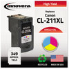 A Picture of product IVR-CL211XL Innovera® PG210XL, CL211XL Ink Remanufactured Tri-Color High-Yield Replacement for CL-211XL (2975B001), 349 Page-Yield