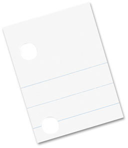 Pacon® Composition Paper,  Red Margin, 5-Hole Punched, 8 x 10-1/2, White, 500 Shts/Pk