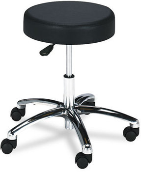 Safco® Pneumatic Lab Stool without Back Backless, Supports Up to 250 lb, 17" 22" Seat Height, Black Chrome Base