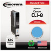 A Picture of product IVR-CLI8C Innovera® CLI8C, CLI8Y, CLI8M Inkjet Cartridge Remanufactured Cyan Ink, Replacement for (0621B002), 640 Page-Yield