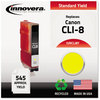 A Picture of product IVR-CLI8Y Innovera® CLI8C, CLI8Y, CLI8M Inkjet Cartridge Remanufactured Yellow Ink, Replacement for (06232B002), 545 Page-Yield