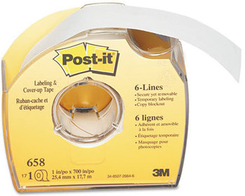 Post-it® Labeling and Cover-Up Tape Non-Refillable, Clear Applicator, 1" x 700"