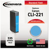 A Picture of product IVR-CNCLI221C Innovera® CNCLI221B-CNPGI220PB Ink Remanufactured Cyan Replacement for CLI-221C (2947B001), 535 Page-Yield