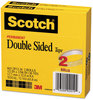 A Picture of product MMM-6652P1236 Scotch® Double-Sided Tape 3" Core, 0.5" x 36 yds, Clear, 2/Pack