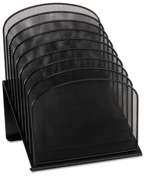 Safco® Onyx™ Mesh Desk Organizer with Tiered Sections 8 Letter to Legal Size Files, 11.75" x 10.75" 14", Black