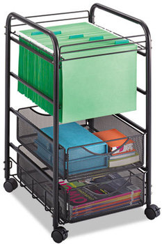 Safco® Onyx™ Mesh Open Mobile File with Drawers Metal, 2 1 Bin, 15.75" x 17" 27", Black