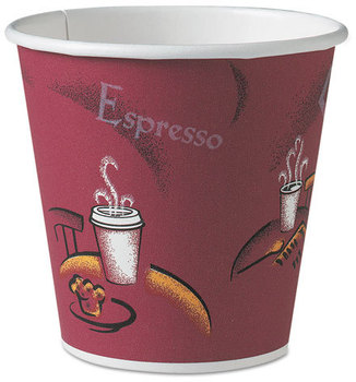 SOLO® Cup Company Single-Sided Poly Paper Hot Cups in Bistro® Design,  10 oz, Bistro Design, 50/Pack, 20 Pack/Carton
