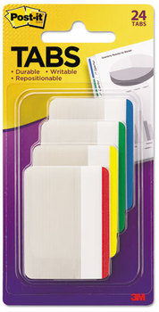Post-It® Tabs Lined 1/5-Cut, Assorted Colors, 2" Wide, 24/Pack