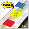 A Picture of product MMM-686RYB Post-It® 1" Tabs Plain Solid Color 1/5-Cut, Assorted Primary Colors, Wide, 66/Pack