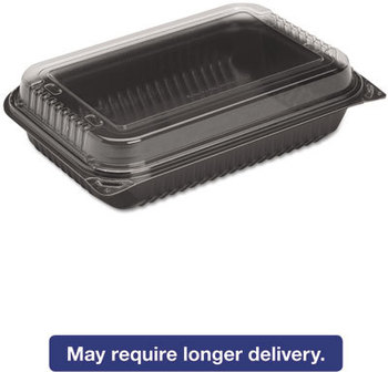 SOLO® Cup Company Hinged-Lid Dinner Box,  1-Comp, Black/Clear, 64oz, 11 1/2w x 8.05d x 2.95h, 100/Carton