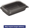 A Picture of product 967-055 SOLO® Cup Company Hinged-Lid Dinner Box,  1-Comp, Black/Clear, 64oz, 11 1/2w x 8.05d x 2.95h, 100/Carton