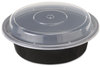 A Picture of product 329-708 Pactiv VERSAtainer® Containers,  1-Comp, Black/Clear, 16oz, 6"dia, 150/Carton