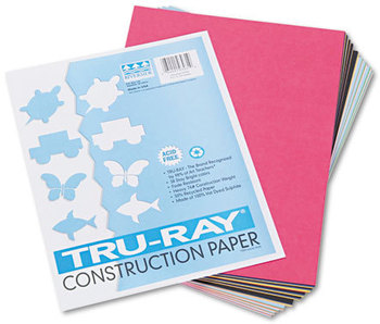 Pacon® Tru-Ray® Construction Paper,  76 lbs., 9 x 12, Assorted, 50 Sheets/Pack