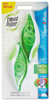 Paper Mate® Liquid Paper® DryLine® Grip Correction Tape,  Non-Refillable, 1/5" x 335", 2/Pack