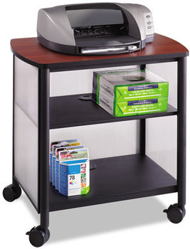 Safco® Impromptu® Machine Stand Deskside Metal, 3 Shelves, 100 lb Capacity, 26.25" x 21" 26.5", Cherry/White/Black