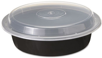 Pactiv VERSAtainer® Containers,  1-Comp, Black/Clear, 24oz, 7"dia, 150/Carton