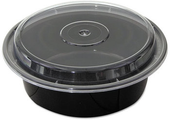 Pactiv VERSAtainer® Containers,  Black/Clear, 32 oz, 7"Dia x 2"H, 150/Carton