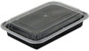 A Picture of product 329-703 Pactiv VERSAtainer® Containers,  Black/Clear, 28oz, 7 1/4 x 5 x 1 1/2, 150/Carton