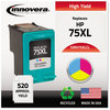 A Picture of product IVR-H75XLCL Innovera® H75XLCL Ink Remanufactured Tri-Color High-Yield Replacement for 75XL (CB338WN), 520 Page-Yield