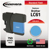 A Picture of product IVR-LC61C Innovera® LC61BK, LC61C, LC61M, LC61Y Ink Remanufactured Cyan Replacement for 750 Page-Yield, Ships in 1-3 Business Days