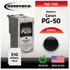 A Picture of product IVR-PG50 Innovera® PG50 Ink Remanufactured Black High-Yield Replacement for PG-50 (0616B002), 510 Page-Yield, Ships in 1-3 Business Days