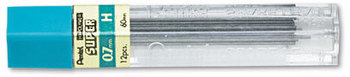 Pentel® Super Hi-Polymer® Lead Refills,  0.7mm, H, Black, 12/Pack