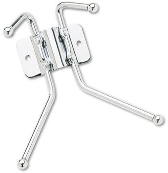 Safco® Coat Hooks Metal Wall Rack, Two Ball-Tipped Double-Hooks, 6.5w x 3d 7h, Chrome