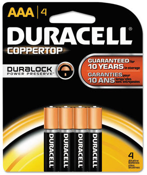 Duracell® CopperTop® Alkaline Batteries with Duralock Power Preserve™ Technology,  AAA, 4/Pk