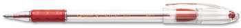Pentel® R.S.V.P.® Stick Ballpoint Pen,  1mm, Trans Barrel, Red Ink, Dozen