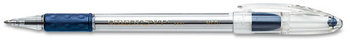 Pentel® R.S.V.P.® Stick Ballpoint Pen,  1mm, Trans Barrel, Blue Ink, Dozen