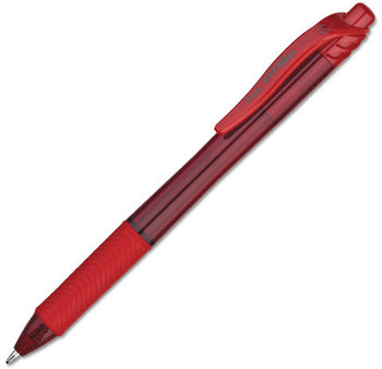 Pentel® EnerGel-X® Retractable Roller Gel Pen,  1mm, Trans Red Barrel, Red Ink, Dozen