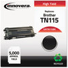 A Picture of product IVR-TN115BK Innovera® TN115BK, TN115C, TN115M, TN115Y Toner Remanufactured Black High-Yield Replacement for 5,000 Page-Yield