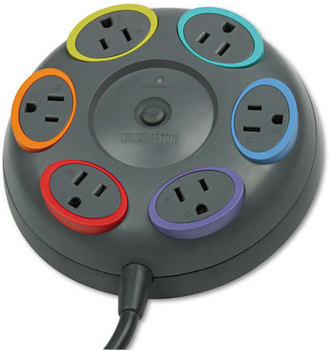 Kensington® SmartSockets® Color-Coded Six-Outlet Tabletop Surge Protector,  6 Outlets, 16 ft Cord, 1500 Joules