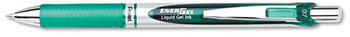 Pentel® EnerGel® RTX Retractable Liquid Gel Pen,  .7mm, Black/Gray Barrel, Green Ink