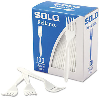 SOLO® Cup Company Reliance™ Mediumweight Cutlery,  Fork, White, 1000/Carton