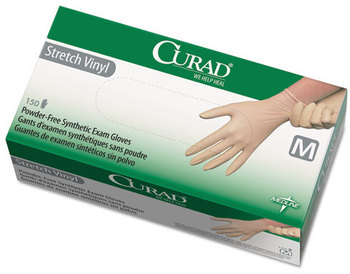 Curad® Powder-Free Stretch-Vinyl Exam Gloves. Size Medium. Cream. 150/box.