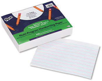 Pacon® Multi-Program Handwriting Paper,  1/2" Long Rule, 10-1/2 x 8, White, 500 Shts/Pk