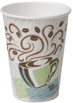 Dixie® PerfecTouch® Insulated Paper Hot Cups. 12 oz. Coffee Haze Design. 160 cups/pack, 6 packs/carton.
