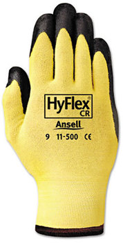 AnsellPro HyFlex® Kevlar® Work Gloves,  Black/Yellow, Size 10, 12 Pairs