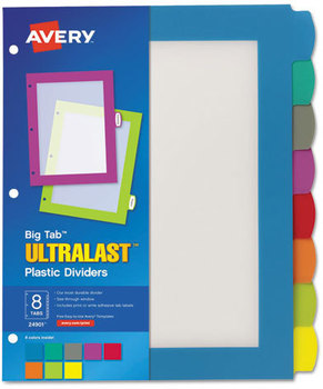 Avery® Big Tab™ Ultralast™ Plastic Dividers 8-Tab, 11 x 8.5, Assorted, 1 Set