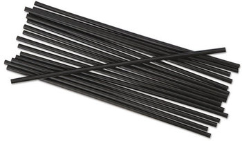 Boardwalk® Unwrapped Single-Tube Stir-Straws,  5 1/4", Black, 1000/Pack, 10/Carton