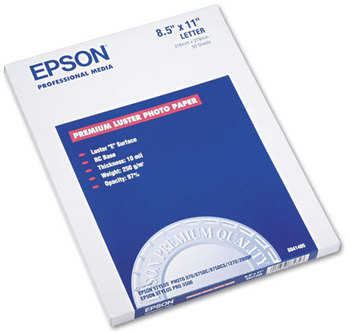 Epson® Ultra Premium Photo Paper,  64 lbs., Luster, 8-1/2 x 11, 50 Sheets/Pack