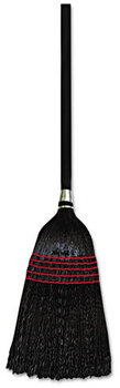 Boardwalk® Flag-Tip Janitor Push Brooms,  Poly Bristles, 42" Handle, Natural/Black, 12/Case