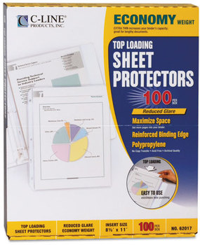 C-Line® Polypropylene Sheet Protector,  Reduced Glare, 2", 11 x 8 1/2, 100/BX