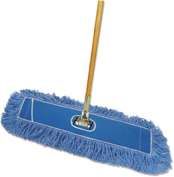 Boardwalk® Dry Mopping Kit,  24 x 5, 60" Metal/Wood Handle, Blue/Natural