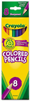 Crayola® Colored Pencil Set,  3.3 mm, BLK/BE/BN/GN/OE/RD/VT/YW, 8/Set