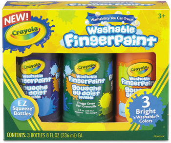 Crayola® Washable Fingerpaint Pack,  3 Assorted Bright Colors, 8 oz Tubes, 3/Pack